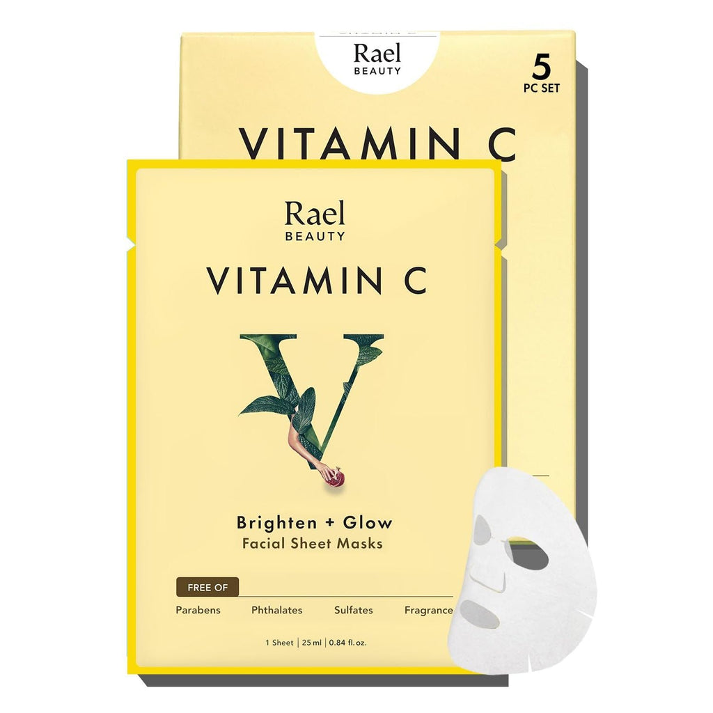 Buy now Rael Face Mask Skin Care, Vitamin C Face Masks - Bamboo Facial Sheet Mask, Korean Skincare, with Brightening Vitamin C Serum and Fruit Extracts, All Skin Types (Vitamin C, 5 Sheets) at indiglob india