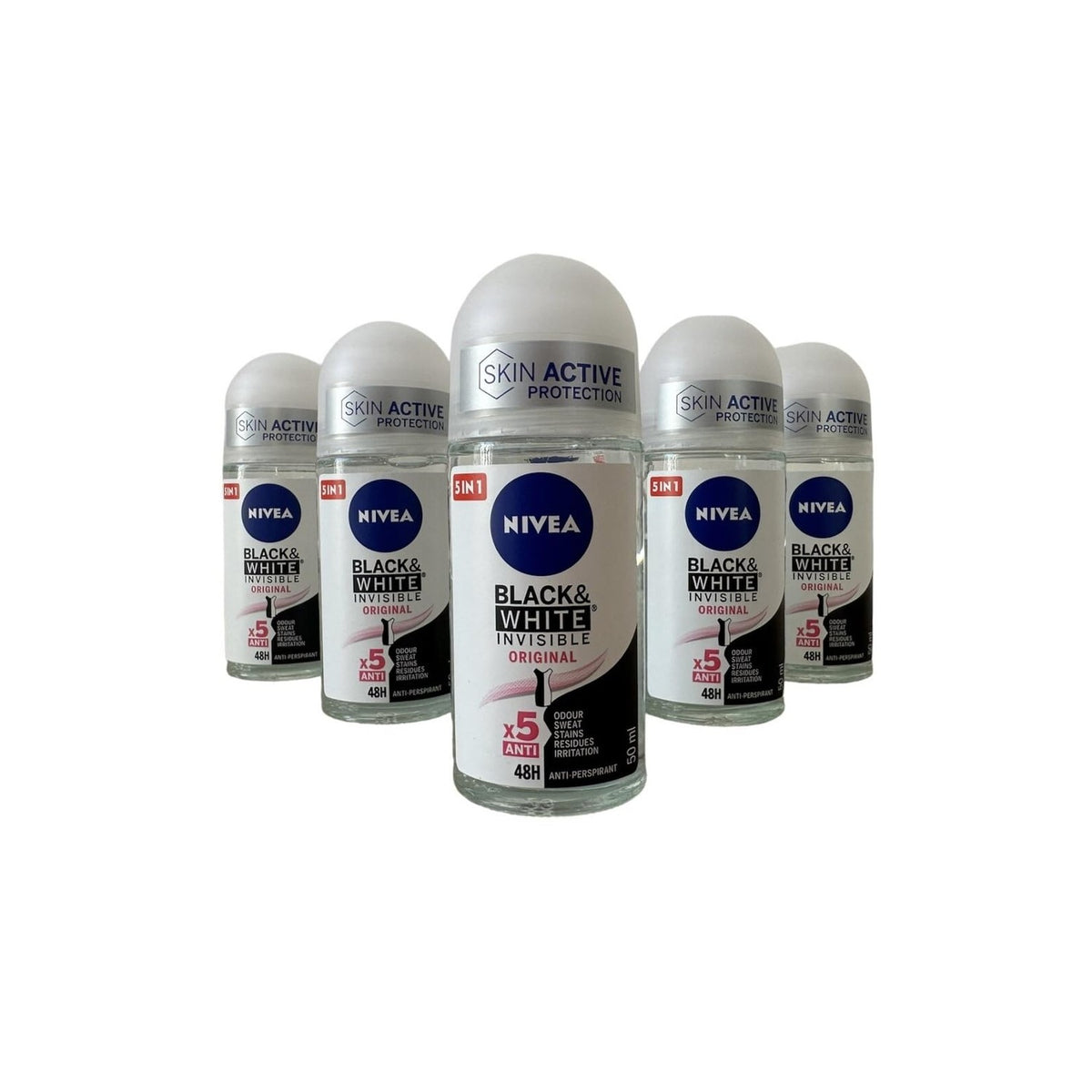 NIVEA 50ml Invisible Black And White Clear Roll On Anti Perspirant Deodorant, Pack of 6