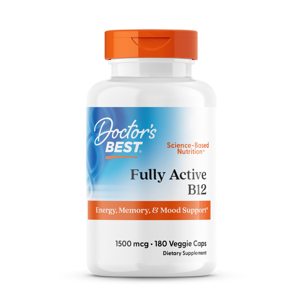 Doctor's Best Vitamin B12 Methylcobalamin for Men & Women - Vitamin B 12 Caps 1500 mcg, VIT B-12 Supplement, Vegan, Gluten Free, Non GMO, Fully Active - 180 Veg Capsules