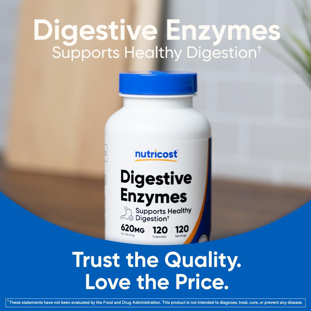 Nutricost Digestive Enzymes (620mg) 120 Capsules | Complete Digestive Enzyme Supplement