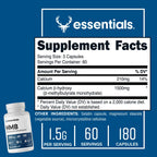 Bucked Up HMB (Beta-Hydroxy Beta-Methylbutyrate) 1500mg Per Serving, Essentials (60 Servings, 180 Capsules)