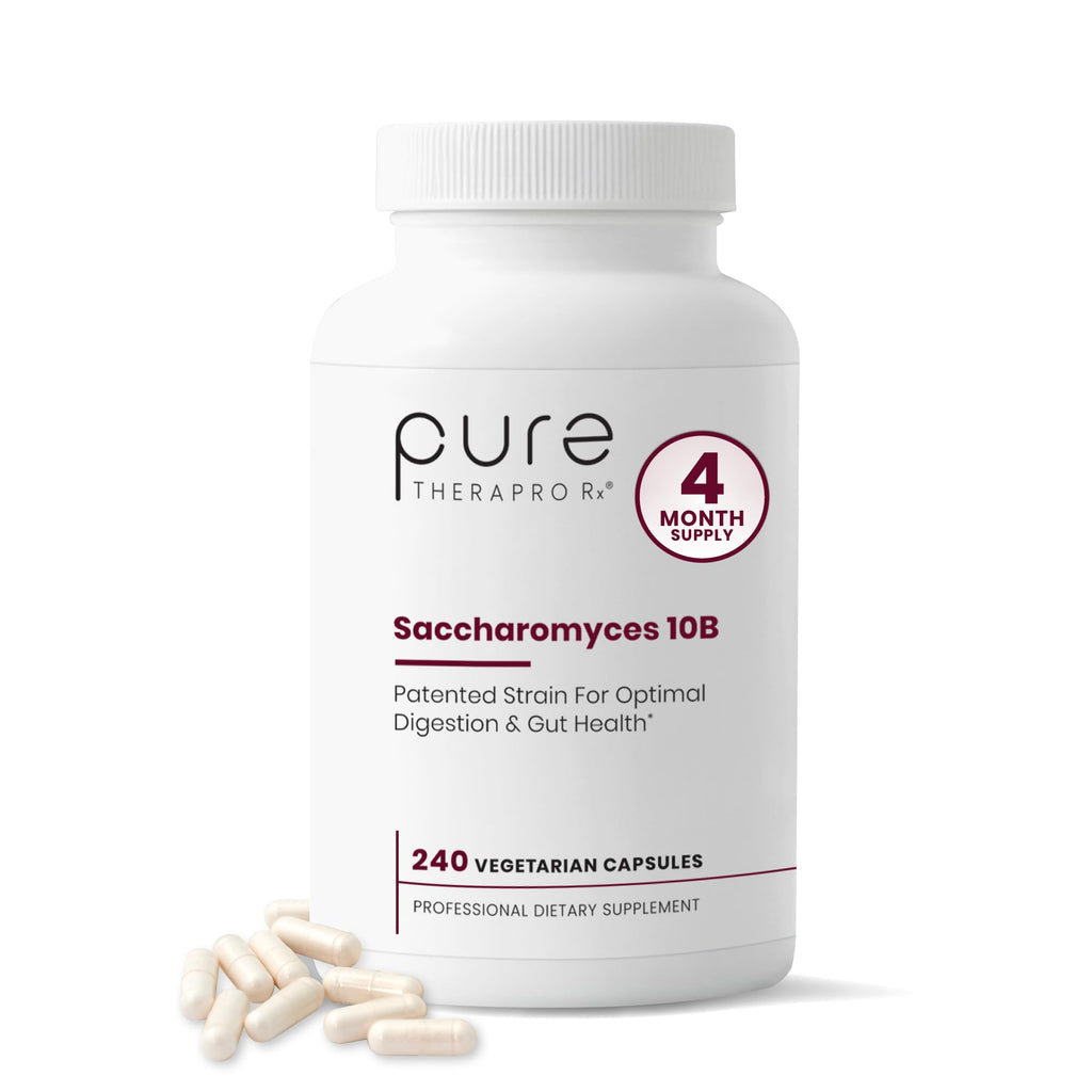 Pure Therapro Rx Saccharomyces 10B Probiotic, 120 Capsules | Supports Gut & Digestive Health, 10B CFU Saccharomyces Boulardii, For Men & Women, No Fillers, Made in USA, Pharma Grade