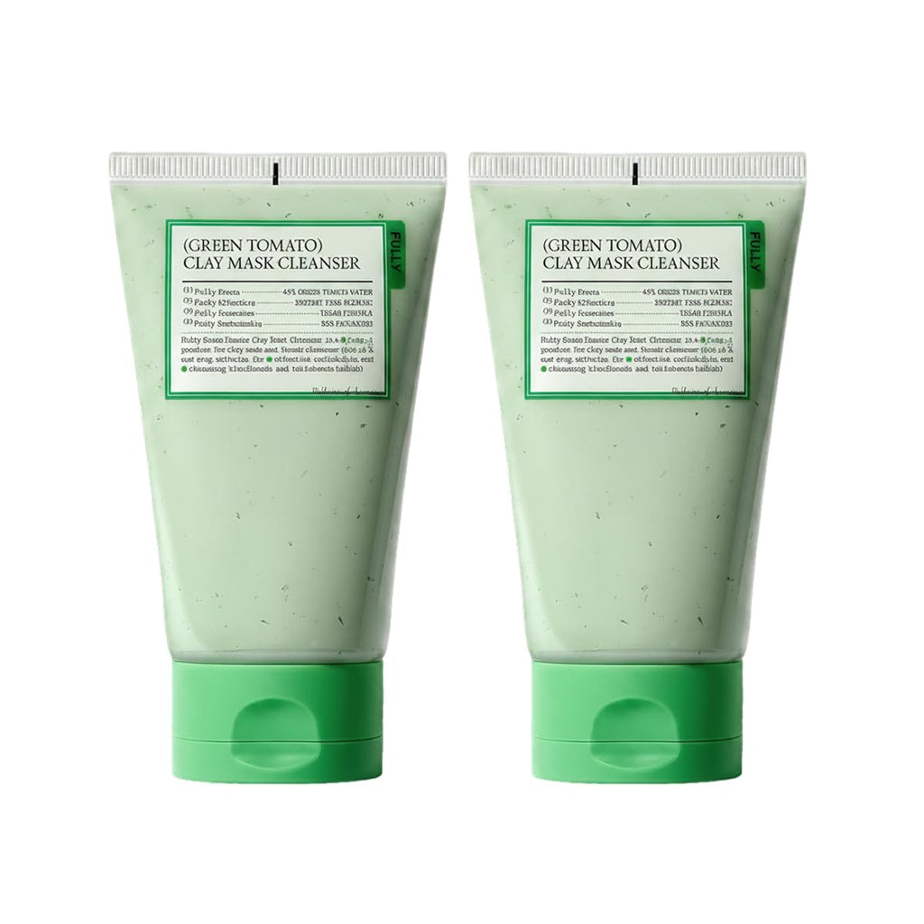 FULLY Green Tomato Pore Clay Mask Cleanser for Deep Cleansing, 4.05 fl oz | Clay Pack Cleanser for Deep Pore Cleansing, Blackhead & Sebum Control, Gentle Korean Face Wash for Oily & Combination Skin