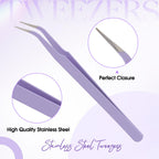 WENDY LASHES Tweezers for Eyelash Extensions, Lash Applicator Tool Purple | Precision Tip, Stainless Steel, Anti-slip Grip, Professional Grade