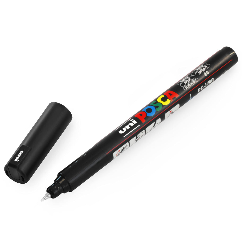 POSCA Uni PC-1MR 0.7mm Paint Marker - Black and White (Pack of 2)