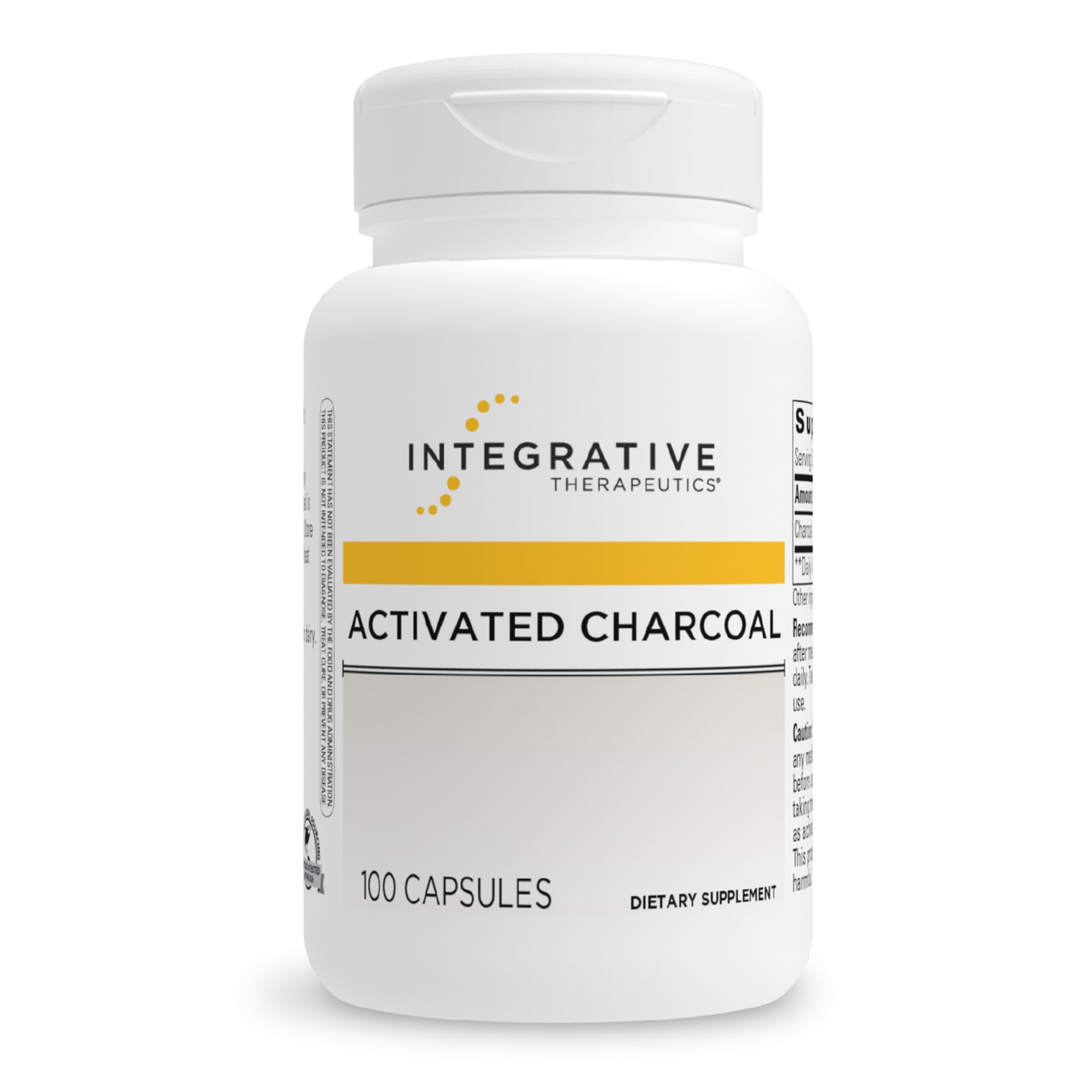 Integrative Therapeutics Activated Charcoal - Digestive & Gut Health Supplement* - Effective Gastrointestinal Support* - Gluten-Free & Dairy-Free - 100 Capsules (50 Servings)
