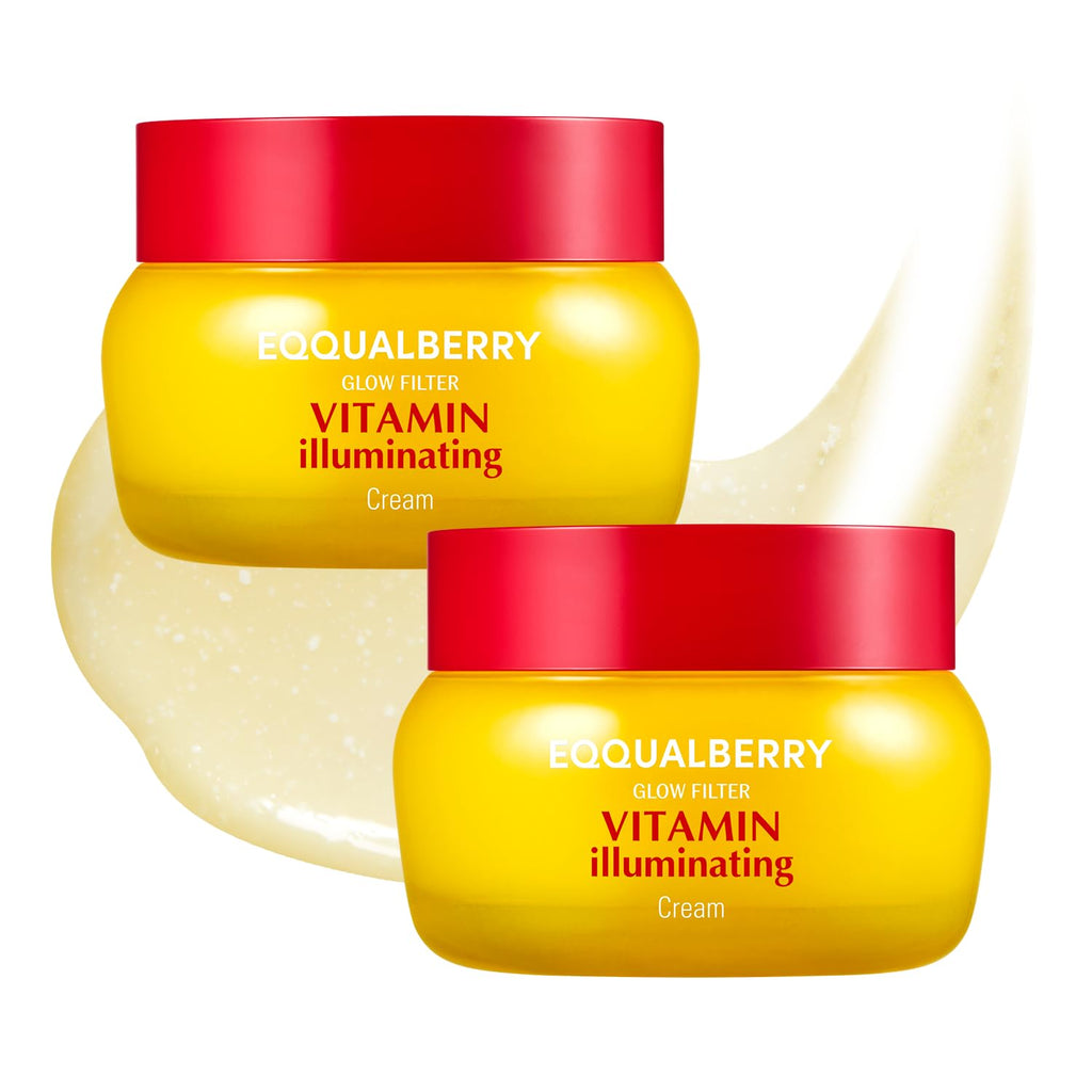 EQQUALBERRY Vitamin Illuminating Cream Double Pack | Vitamin C & 5% Niacinamide+3% TXA | Dark Spot Ceramide Barrier Face Moisturizer | Glowy, Light Hydration | Korean Skincare, 1.69 fl.oz (Pack of 2)