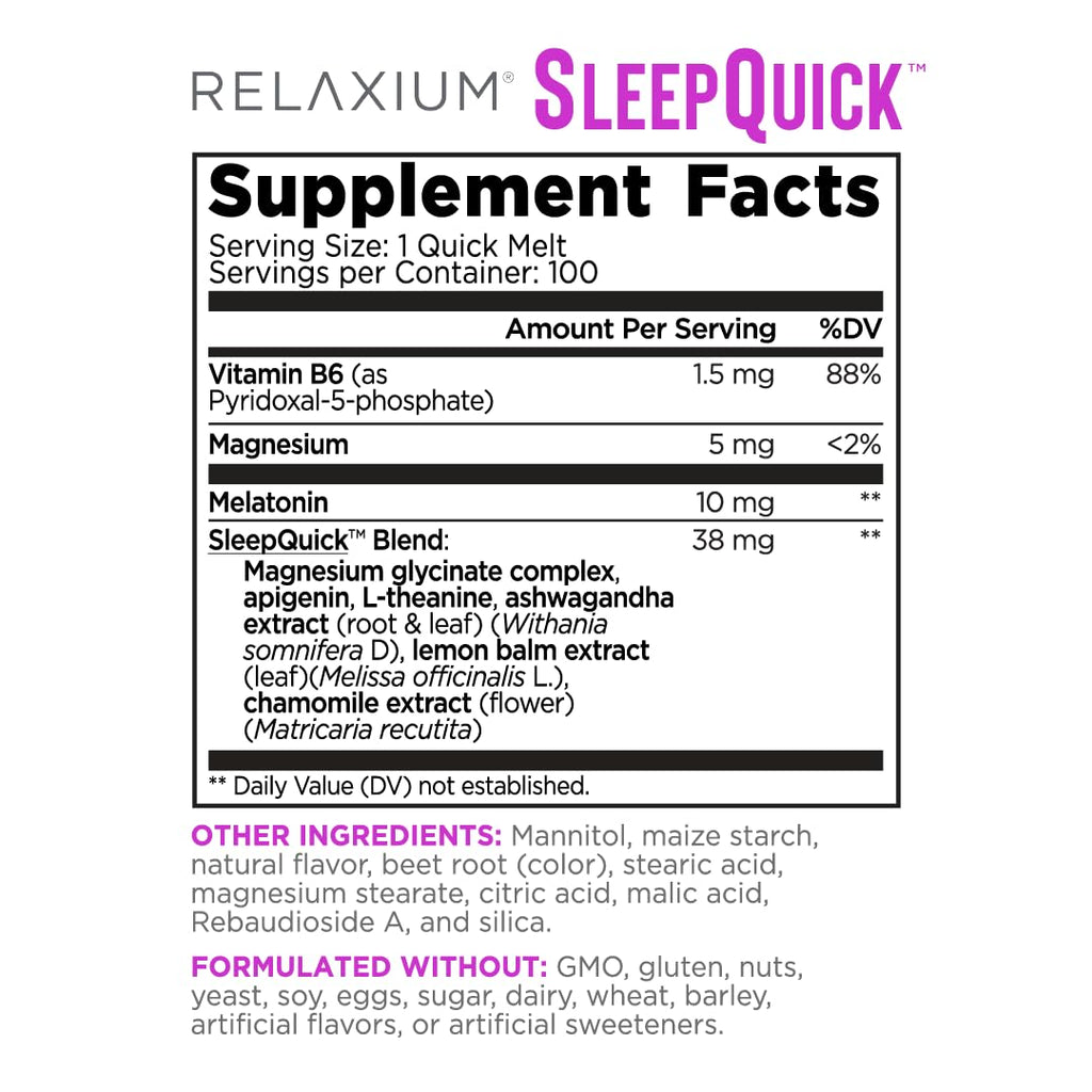 Relaxium Sleep Quick Melts, Sleep Aid, 10mg Melatonin, Berry, 100 Serving | Maximum Strength, Fast Acting, Drug-Free Vegan Dietary Supplement, USA Made