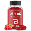 NutraChamps Vitamin D3 & B12, Methyl B12 Gummies for Adults & Kids, Enhanced with Vitamin D 3 & B9 Vitamin Folate, Natural Energy, Mood, Metabolism & Focus, Raspberry, 60 Gummies