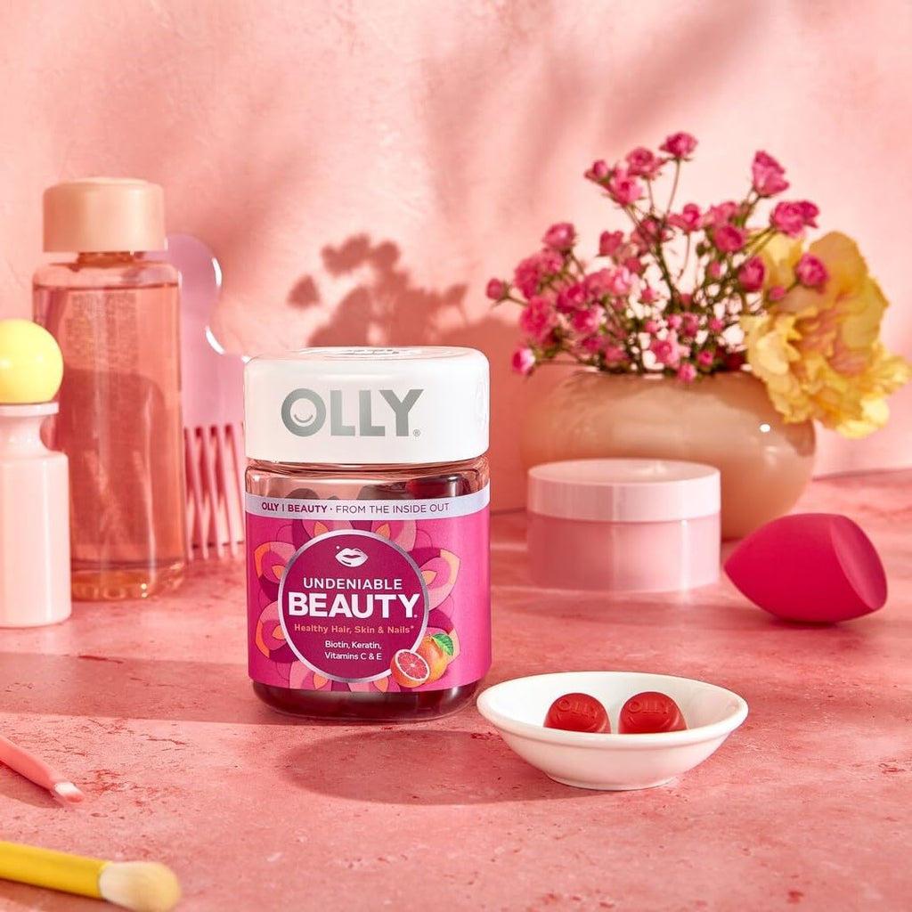 OLLY Hair Skin and Nails Gummies, Undeniable Beauty, Biotin - 60 Count