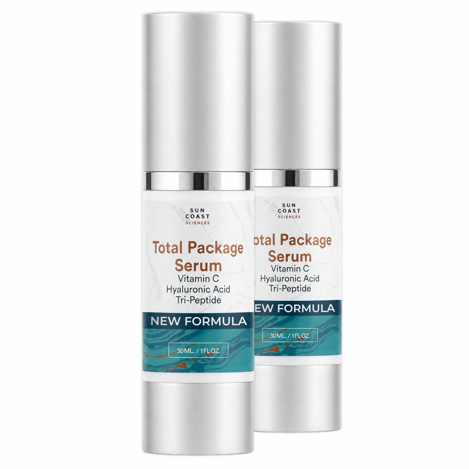 Sun Coast Sciences - Total Package Serum - Vitamin C Serum with Hyaluronic Acid & Peptides for Face - Hydrating Anti Aging Face Serum for Smoother, Firmer Looking Skin - 1 Fl Oz (Pack of 1)