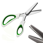 JISTL Green Pinking Shears Comfort Grips Crafts Zig Zag Cut Sewing Scissors,Professional Handheld Dressmaking