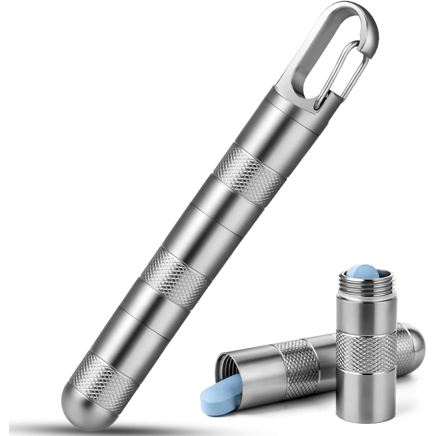 Buy now TISUR Small Travel Pill Box,Titanium Keychain Pill Holder Pill Case,Vitamin Organizer Metal Storage Pill Bottle Tube Container Multitool EDC Every Day Carry for Men Gray Titanium Large -3.26 Inch at indiglob india