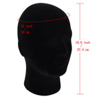MapofBeauty Black Velvet Foam Mannequin Head Male Display Wig Stand, Black