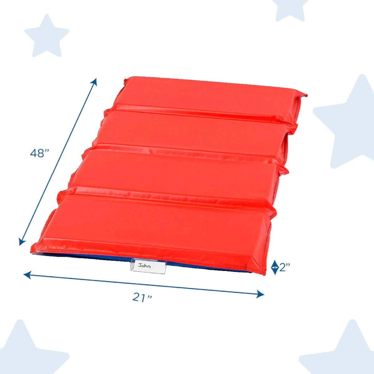 Children's Factory Angels 2 Inch Thick Toddler Nap Mat, Red and Blue, 4 Section Waterproof, for Preschools and Daycares