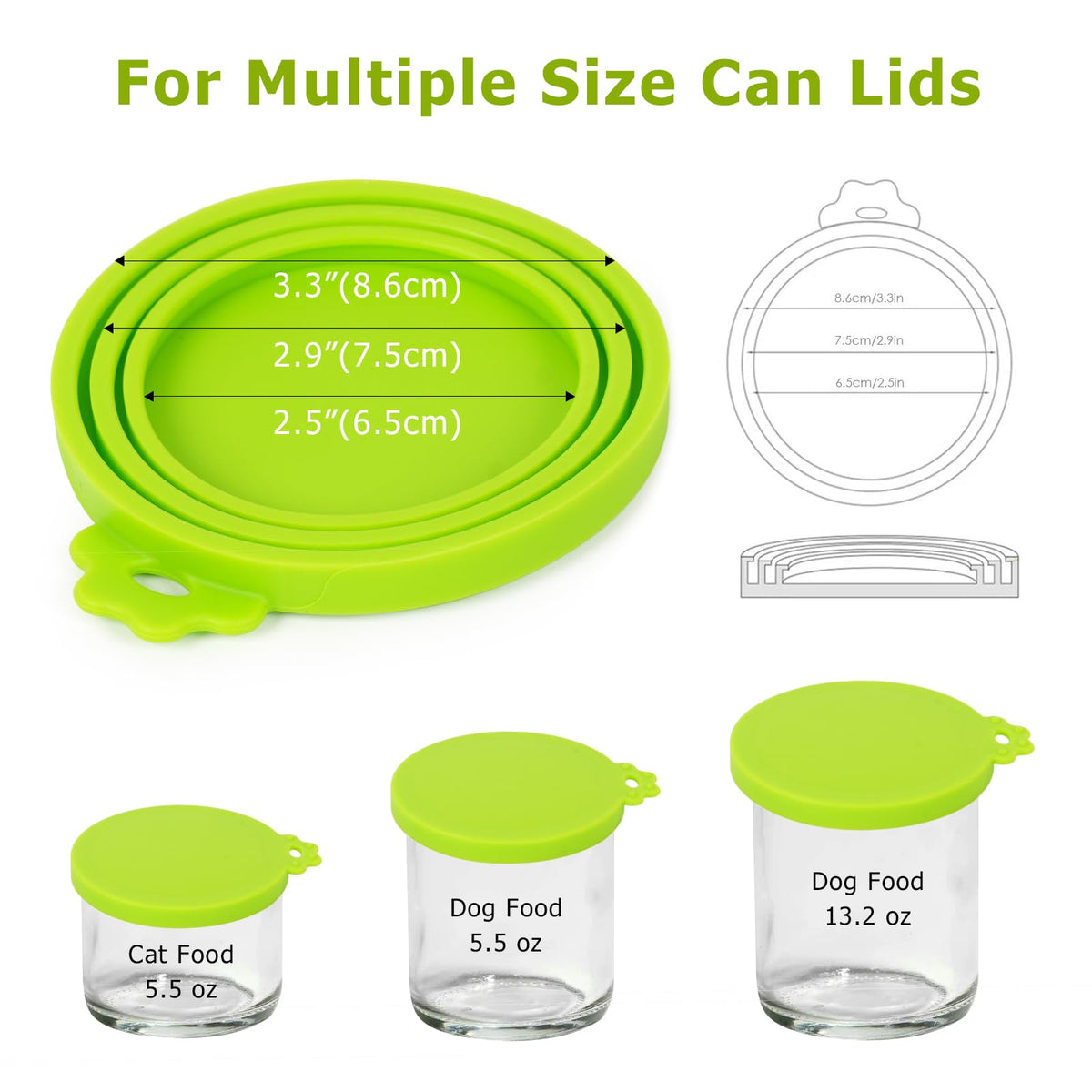 5 Pack Pet Food Can Covers Universal Can Lids Safe/Silicone Dog&Cat Food Can Lid Covers