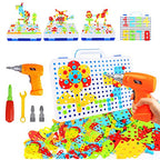 Buy now HAPTIME Design and Drill Toy, Building Toys for Kids Ages 3-8,STEM Toys for 3 4 5 6 Year Old,193 Pcs Electric Drill Toy,Magic Montessori Play Toolbox for Toddler Boys Girls Preschool at indiglob india
