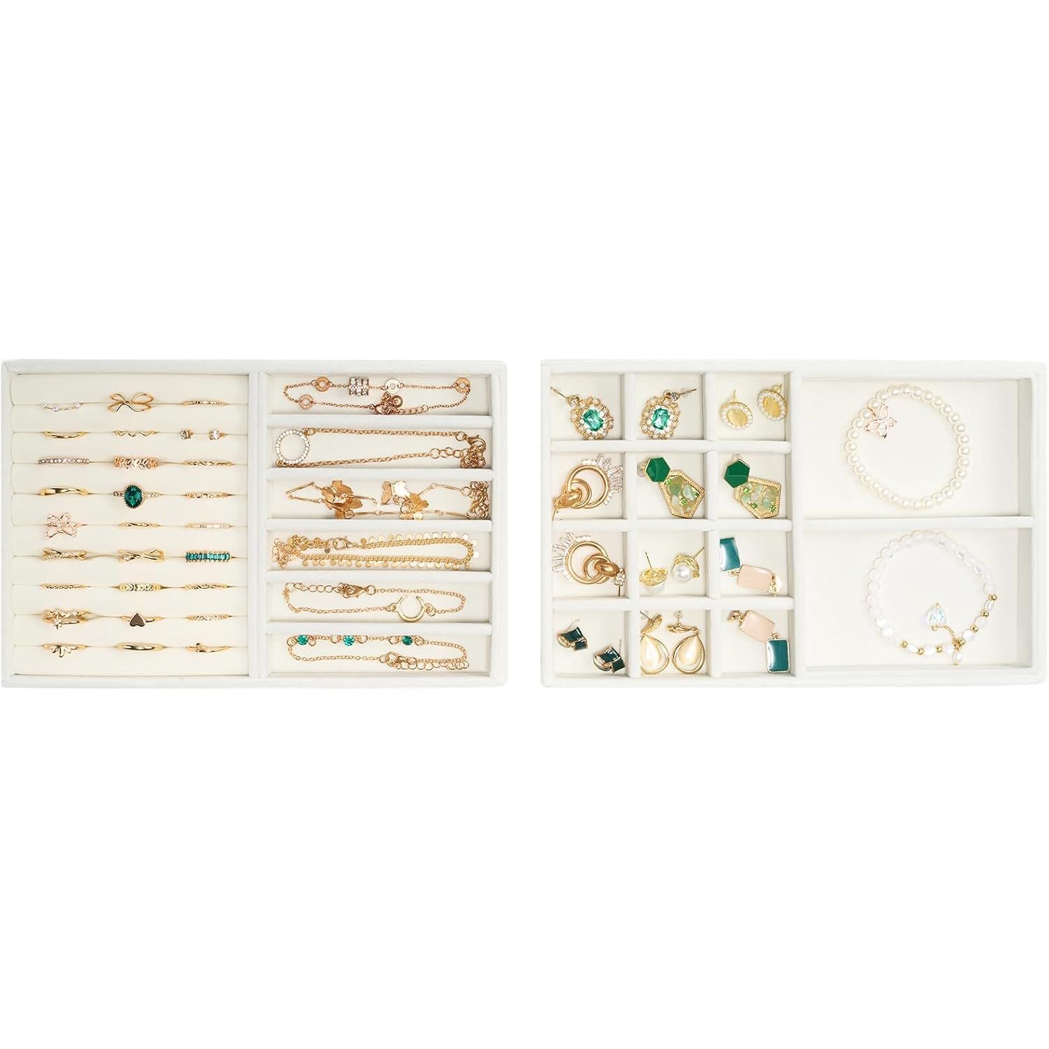 Buy now ProCase Stackable Jewelry Organizer Trays for Drawers, Jewelry Drawer Inserts Container Display Case Storage for Earring Necklace Rings Bracelet with Removable Dividers -Grey, 4 Layers 2 Layers Soft White at indiglob india