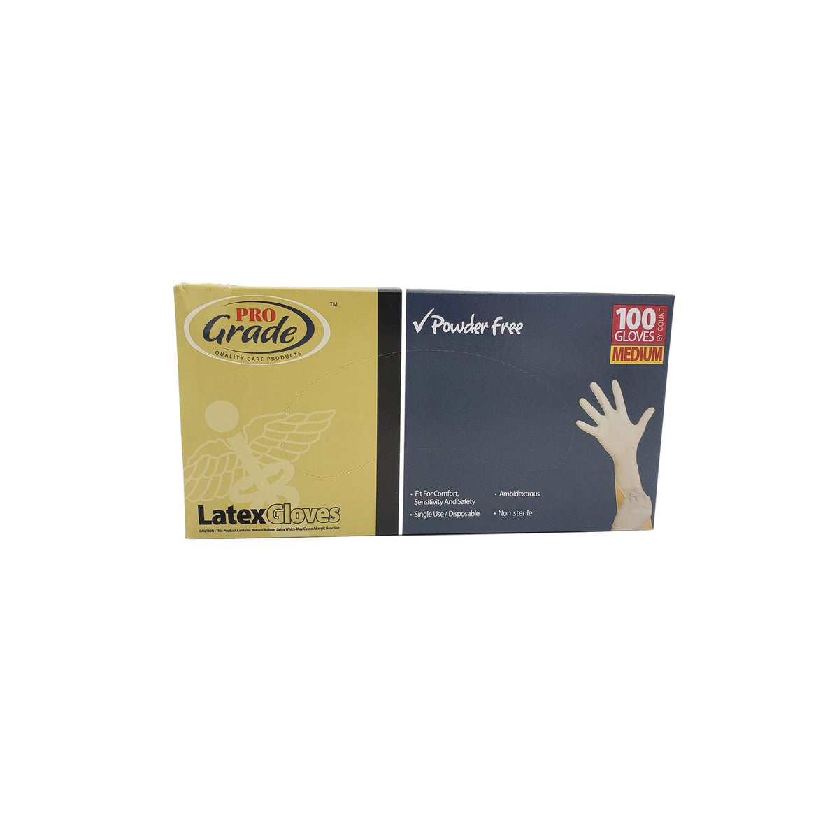 Pro Grade Latex Gloves Powder Free 100 Gloves MEDIUM