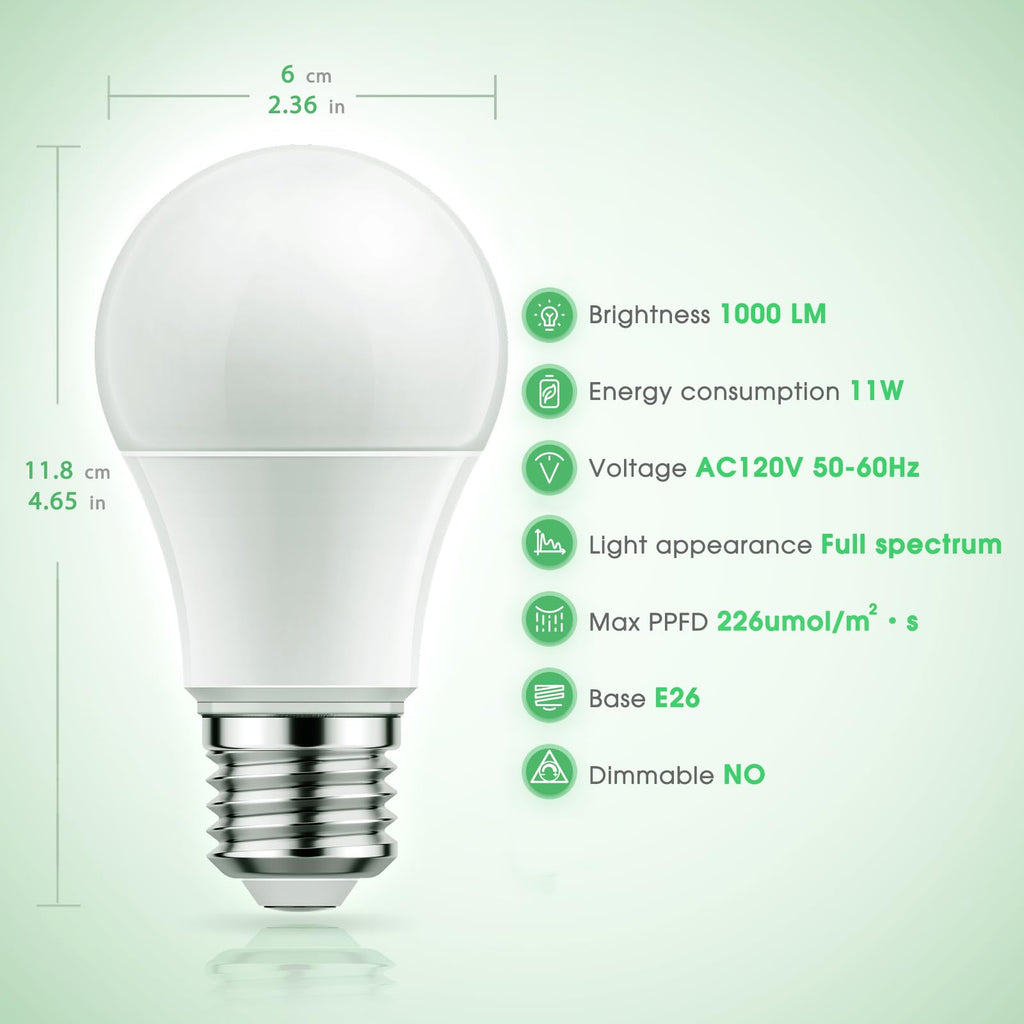 Buy now Grow Light Bulbs, Briignite LED Grow Light Bulb A19 Bulb, Full Spectrum Grow Light Bulb, Plant Light Bulbs E26 Base, 11W Grow Bulb 100W Equivalent, Grow Light for Indoor Plants, Seed Starting, 2Pack at indiglob india