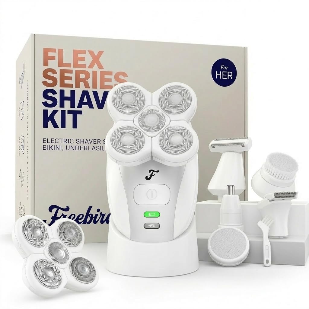 Freebird FlexSeries Electric Razor for Women - Silk Smooth Legs, Body Hair, & Pubic Shaver - for Private Area, Sensitive Skin, Bikini Trimmer