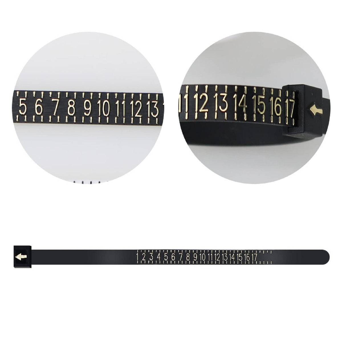 US Ring Sizer Gauge, Plastic Finger Measure Tool, Reusable, Black