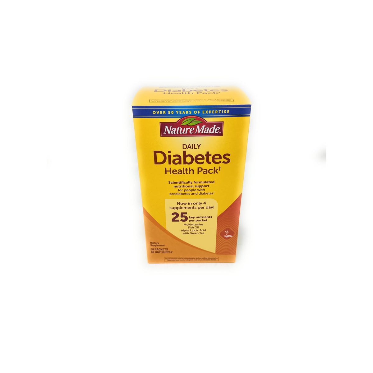 Nature Made Daily Diabetes Health Pack, Dietary Supplement for Nutritional Support, 60 Packets,Now in only 4 Supplements per Day,25 Key nutrients per Packet