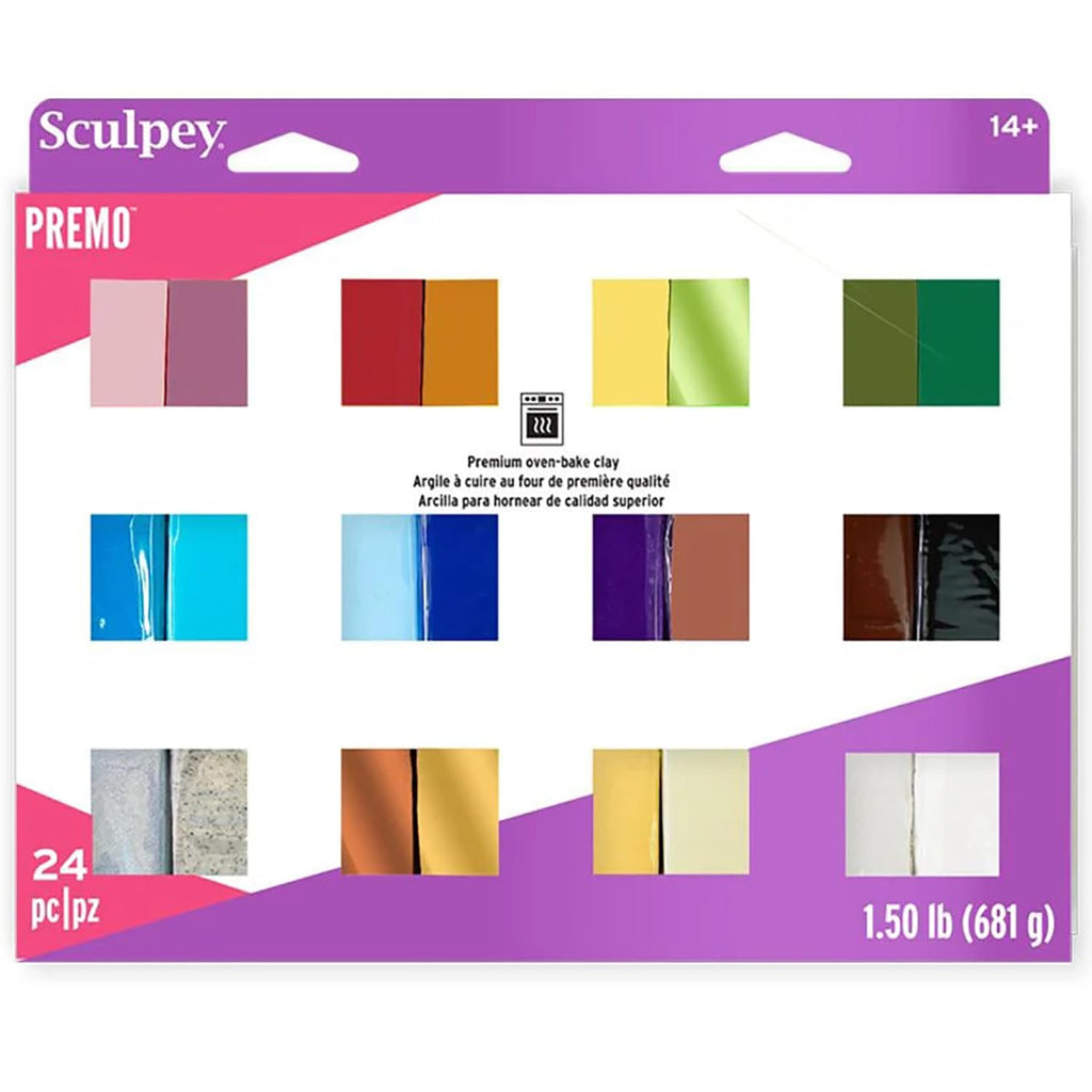 Sculpey Premo 24 Color Sampler, Polymer Oven-Bake Clay for Jewelry Making