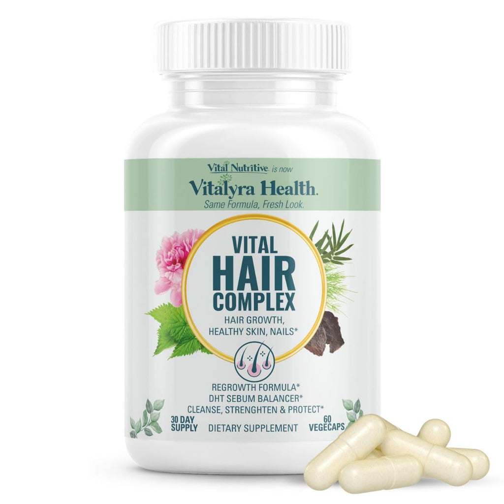 VITAL NUTRITIVE Biotin Hair Growth Vitamins - Hair, Skin & Nails Supplement | Biotin&Vitamin B Complex Blend, Thicker, Stronger Hair, Skin and Nails, Hormone Free, Gluten Free, Non-GMO, 60 Count