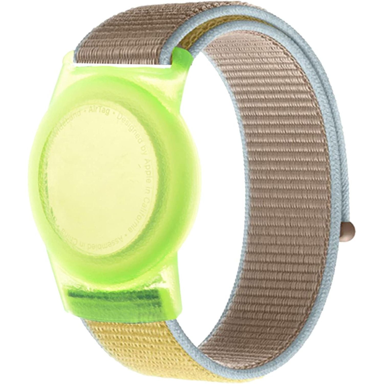 Buy now Kids Wristband Compatible with Apple AirTag, Protective Case for Air Tag GPS Tracker Holder with Nylon Bracelet, Adjustable Anti Lost Watch Band for Toddler Child Elder(Rainbow A) Yellow & Khaki at indiglob india