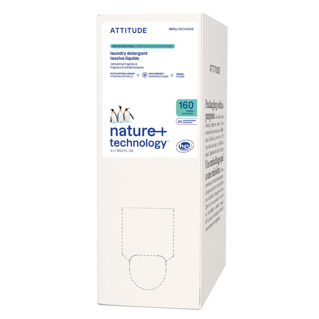 ATTITUDE Laundry Detergent Refill, EWG Verified, Mountain Fresh, 160 Loads