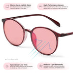 BRADDELL Indoor FL-41 Rose & Outdoor FL-60 Brown Tinted Migraine Light Sensitivity Glasses for Fluorescent LED Glare, Photophobia and Concussion (MEDIUM-SMALL)