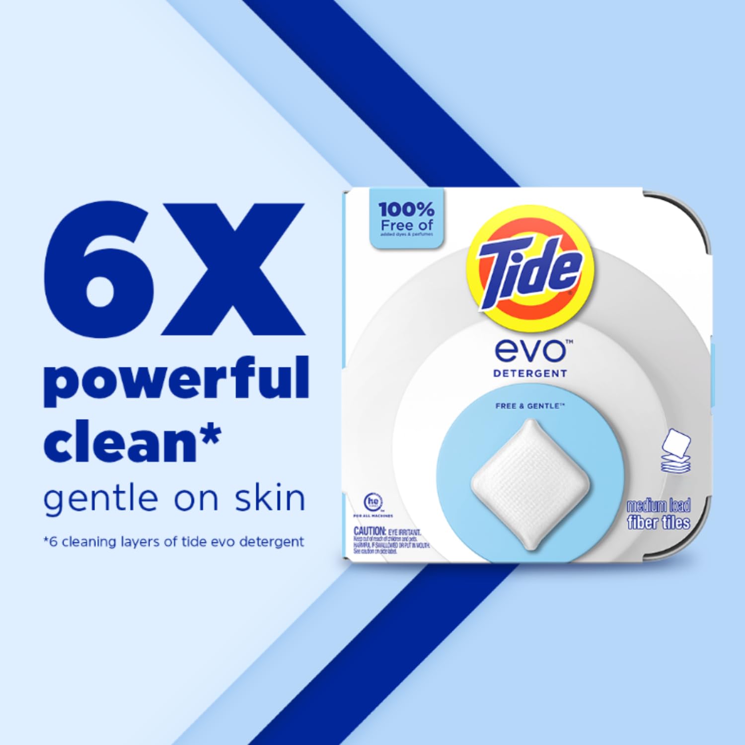 Buy now Tide evo Free & Gentle Laundry Detergent Tiles, Fragrance-Free, 40 Medium Sized Loads, Easy to Use, Safe for All Machines and Water Conditions at indiglob india