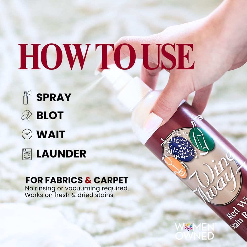 Buy now Wine Away Red Wine Stain Remover - Perfect Fabric Upholstery and Carpet Cleaner Spray Solution - Removes Wine Spots - Spray and Wash Laundry to Vanish Stain - Wine Out - 12 Ounce, 2 Pack at indiglob india