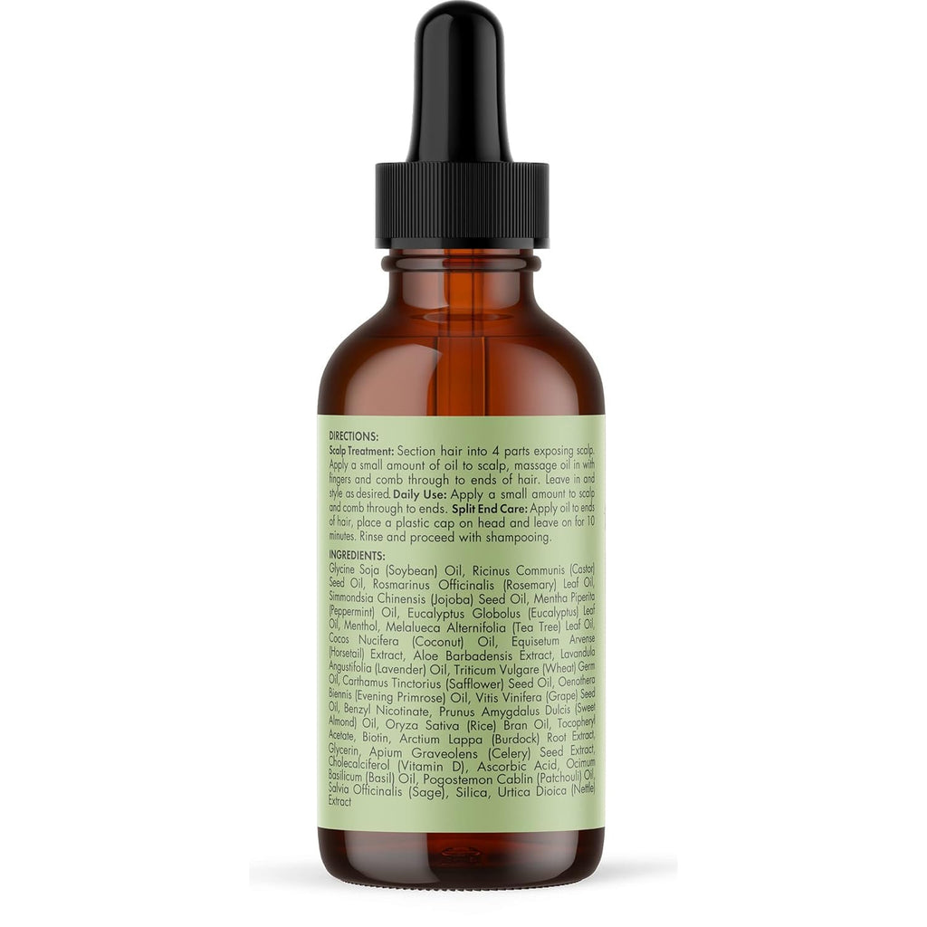 Mielle Organics Rosemary & Mint Hair Oil - Strengthening Biotin Oil Infused Frizzy & Damaged Hair Care - Split Ends & Dry Scalp Treatment to Support Longer, Healthier Strands, 2 Ounce