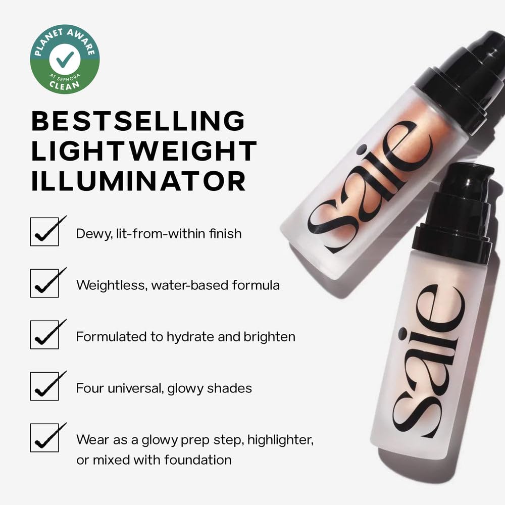 Buy now Saie Blush & Glow Gift Set - Dew Blush in Lady & Glowy Super Gel Liquid Highlighter & Makeup Primer in Warmglow - Skincare Infused Everyday Makeup Kit for a Flushed, Dewy Glow - Vegan (2 Count) at indiglob india