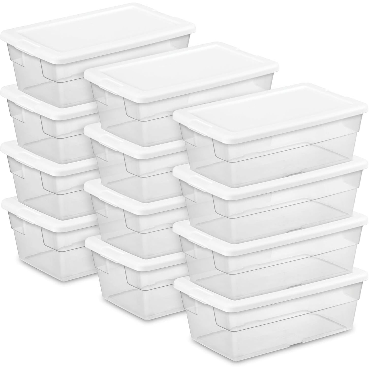 Buy now Sterilite 24-Pack 6 Quart Storage Box, Stackable Clear Plastic Bins with Snap-On Lids - Heavy-Duty Organizing Containers for Closet, Bathroom, and Office 6 Quart 12 Pack at indiglob india