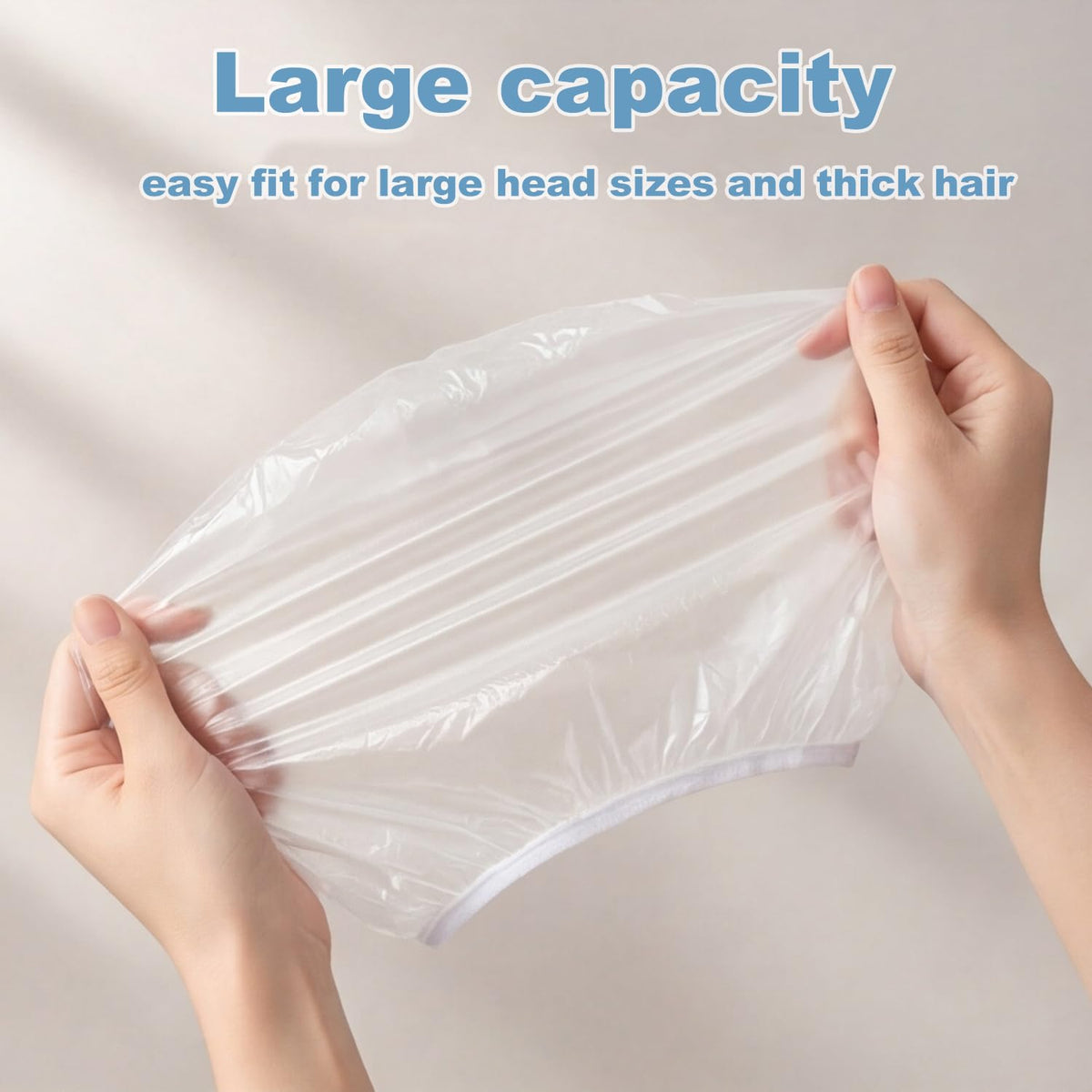 Disposable Shower Caps, 120pcs 20.5Inch Clear Thick Waterproof Plastic Hair Caps, Extra Large Elastic Bath Caps for Women Men, Hair Treatment, Home Spa Hotel Salon Travel Essentials Accessories
