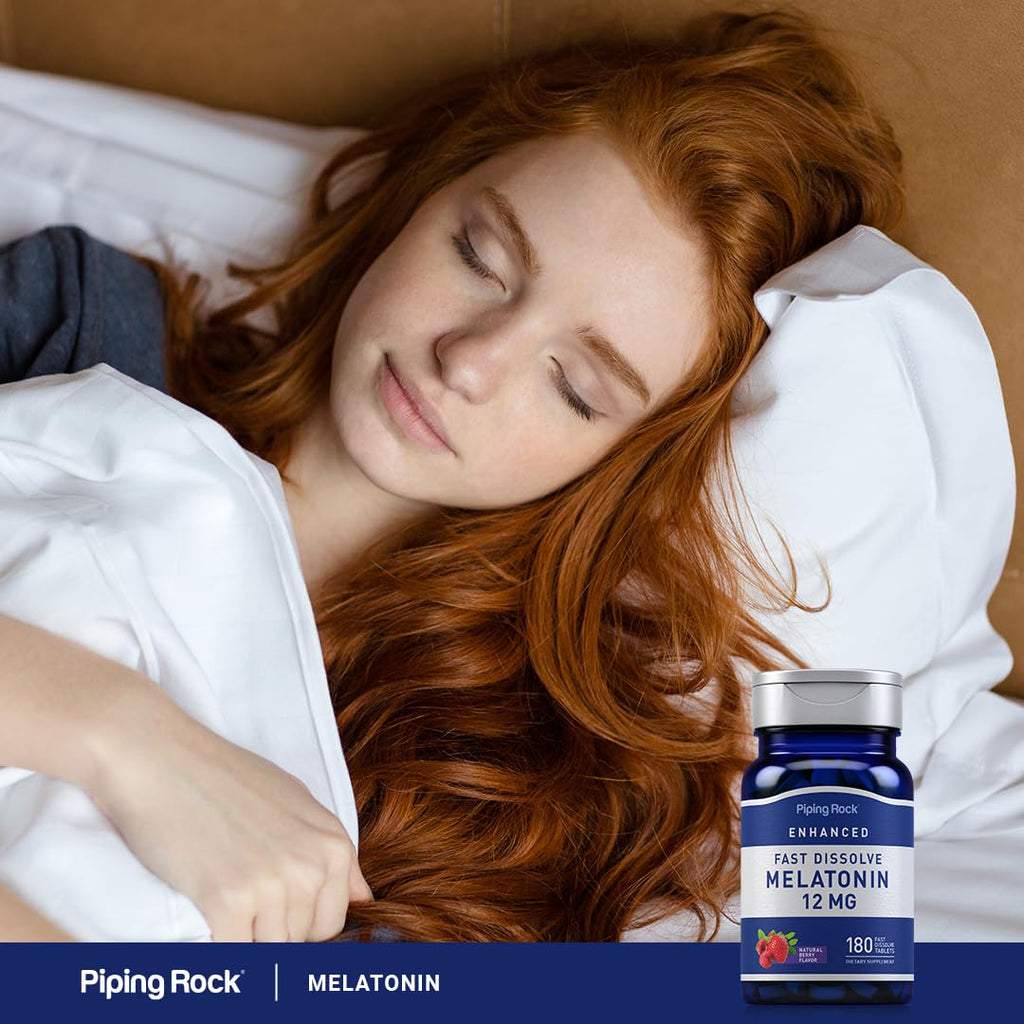 Piping Rock Melatonin 12 mg | 180 Fast Dissolve Tablets | Berry Flavor
