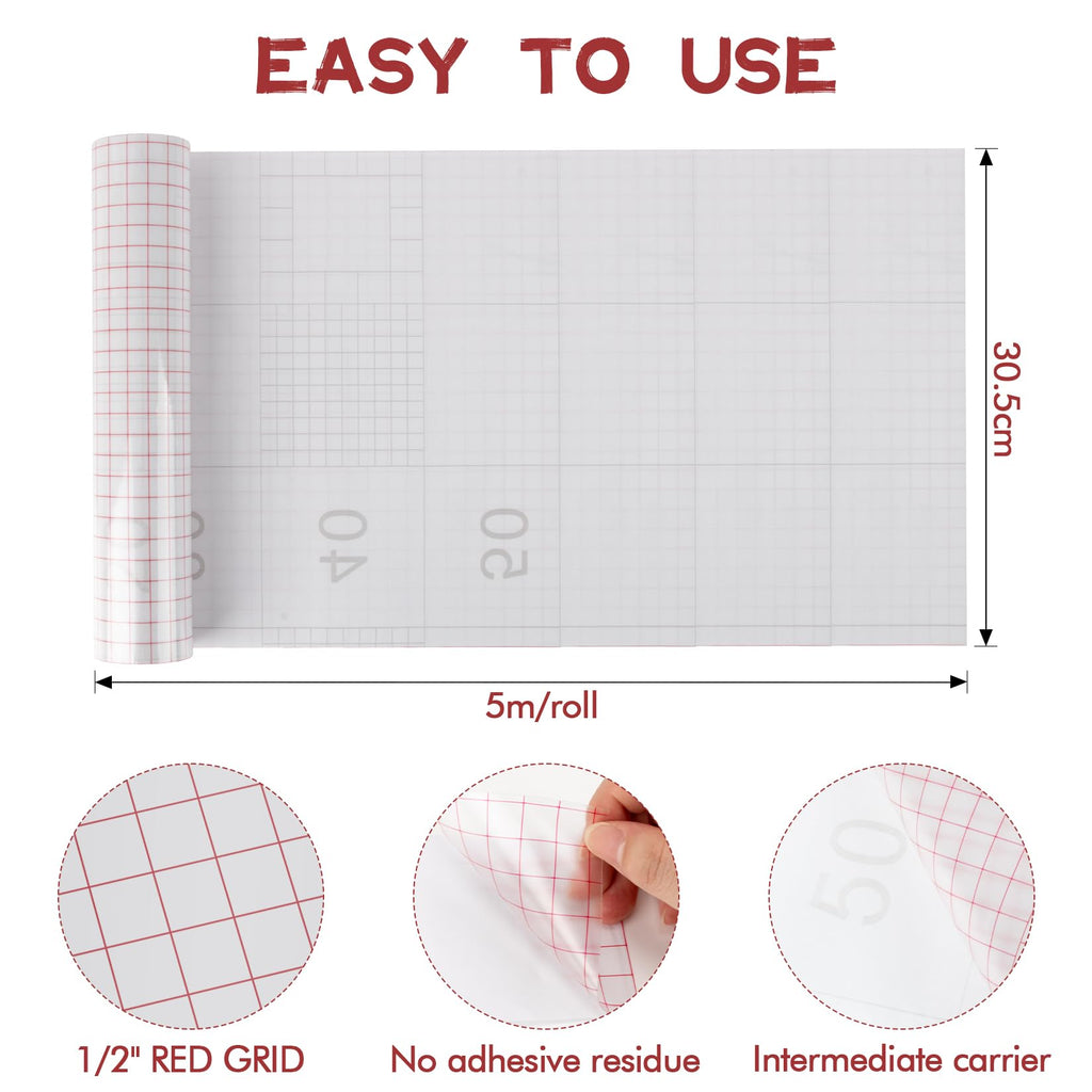 MAQIHAN Transfer Tape for Vinyl - 12 in x 16.4 Ft Vinyl Transfer Paper