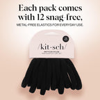 Buy now Kitsch Black Hair Ties No Damage - Strong, Stretchy Hair Bands | Soft Nylon Ponytail Holders, Snag-Free Rubber Bands, Perfect for Updos & Braids | Ideal Gifts for Women - Black, 6pcs at indiglob india