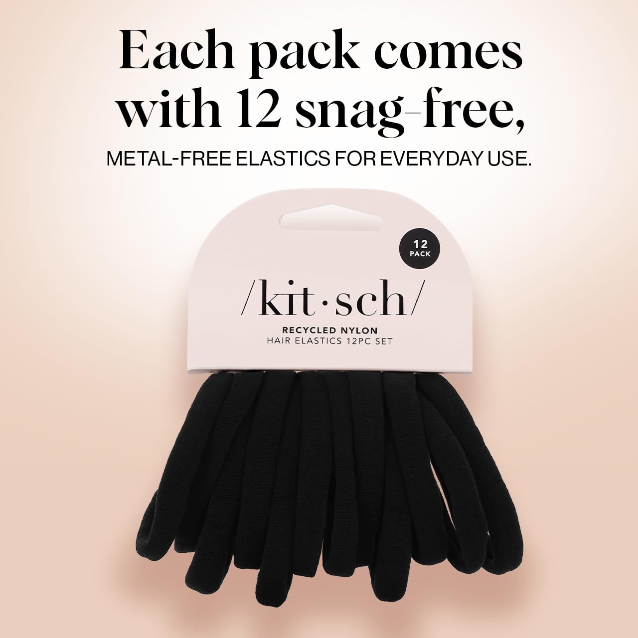 Buy now Kitsch Black Hair Ties No Damage - Strong, Stretchy Hair Bands | Soft Nylon Ponytail Holders, Snag-Free Rubber Bands, Perfect for Updos & Braids | Ideal Gifts for Women - Black, 6pcs at indiglob india
