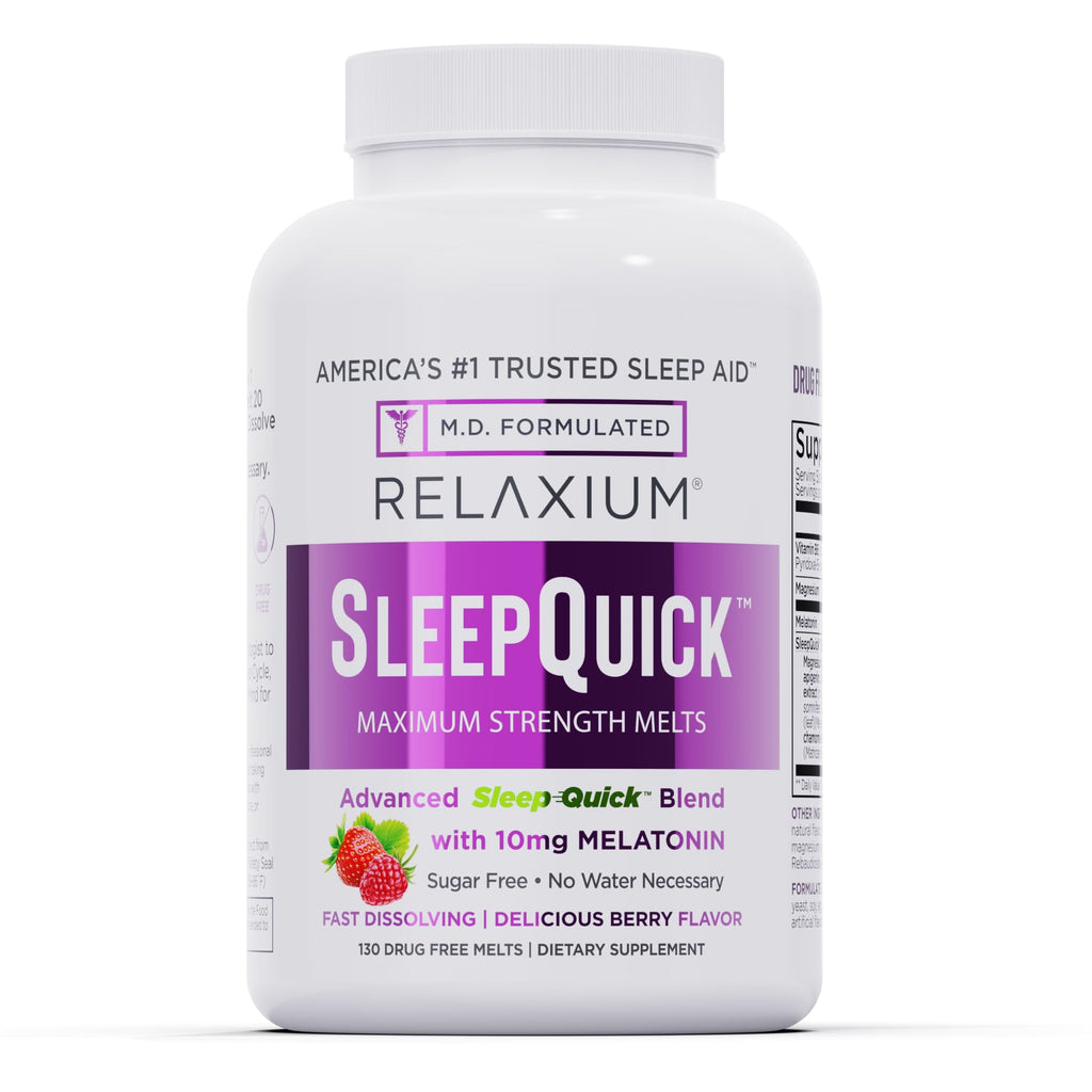 Relaxium Sleep Quick Melts, Sleep Aid, 10mg Melatonin, Berry, 130 Serving