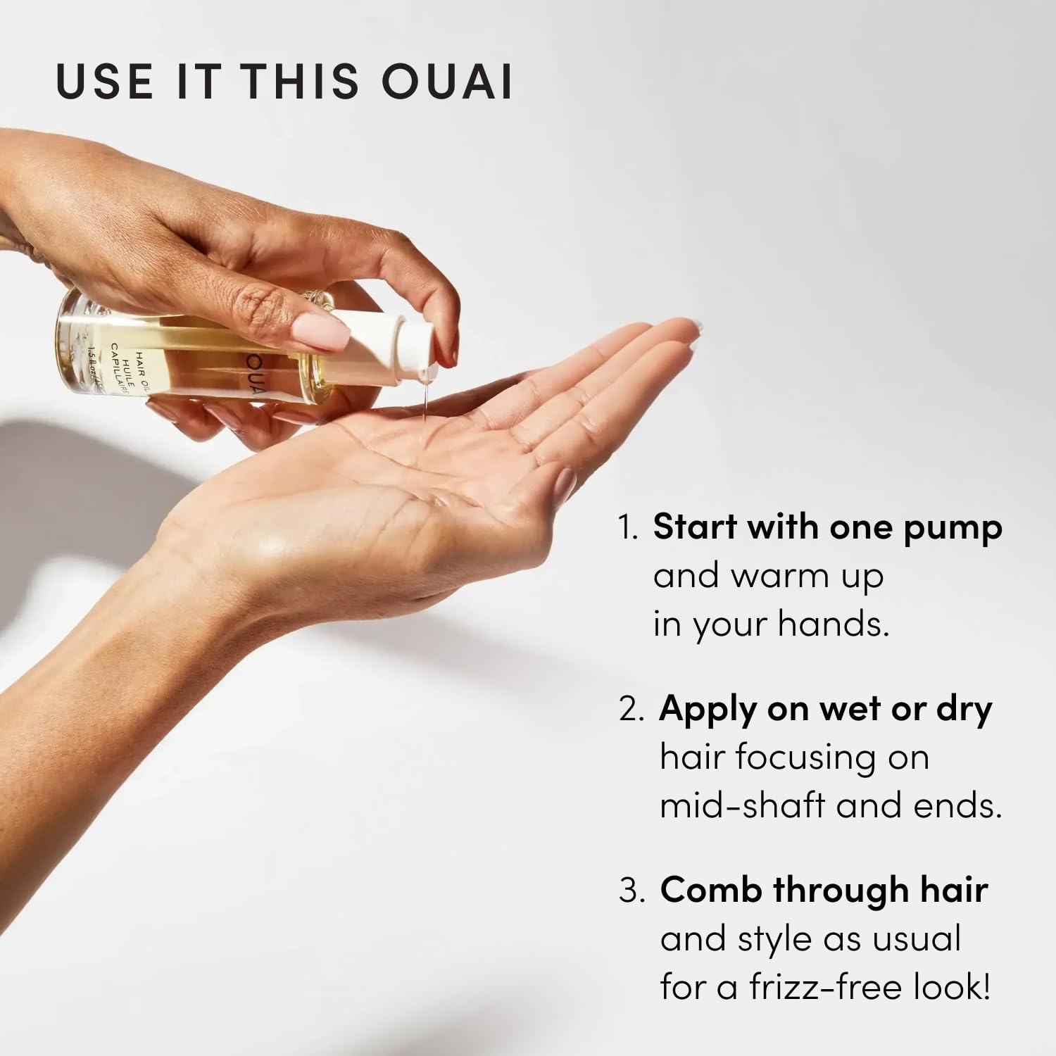 OUAI Hair Oil Travel Size - Helps Reduce Frizz (0.45 Fl Oz) | Add Shine and Smooth Split Ends - Color Safe Formula - Paraben, Phthalate and Sulfate Free