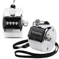 Oligei 2 Pack Metal Hand Counter Four-Digit Counter with Nylon Lanyard Silver Counter Click Counter Handheld Click Counter Digital Counting