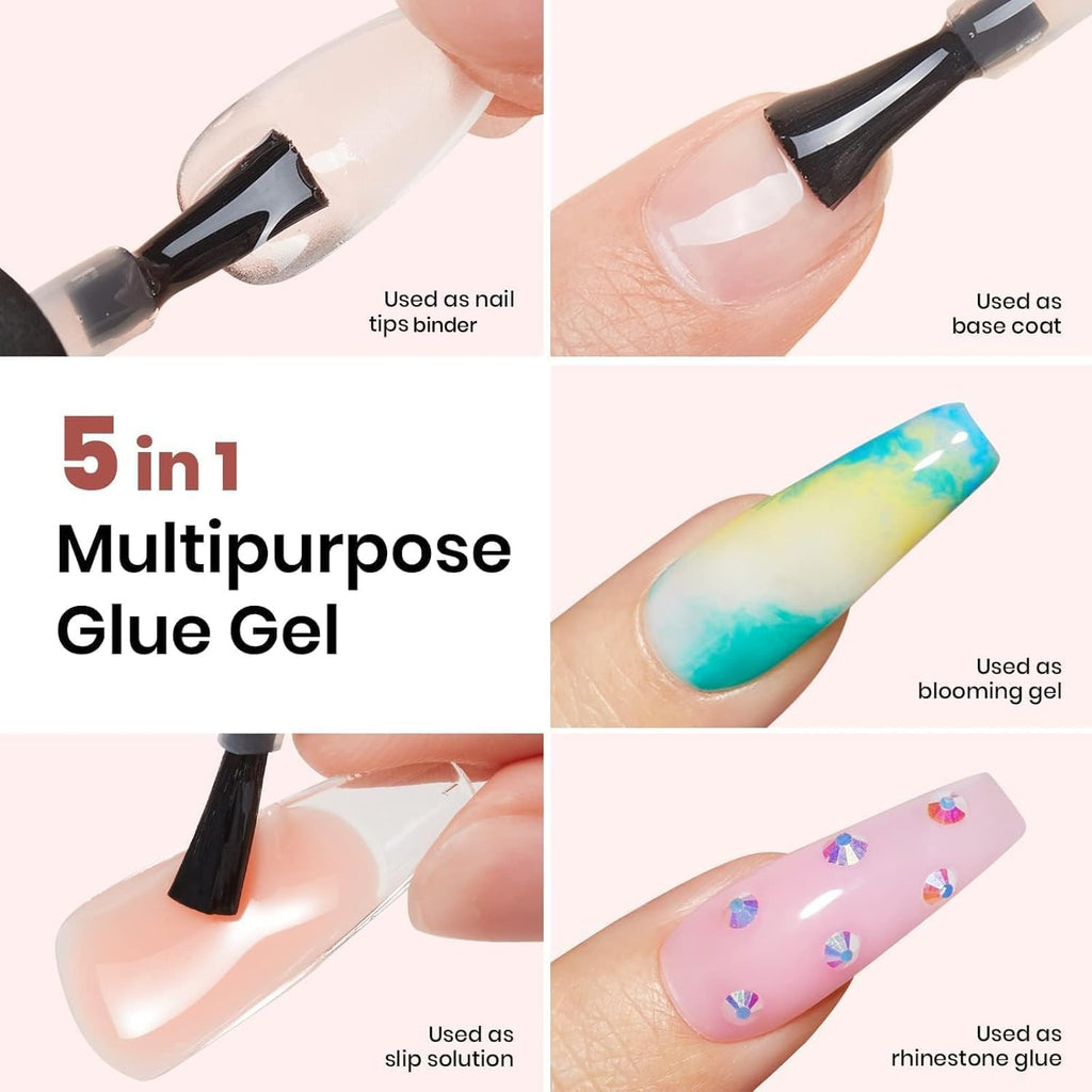 Buy now beetles Gel Polish 2Pcs 15ml Nail Glue Kit for Acrylic Nails, 5 in 1 Super Strong Brush in Nail Gel Glue for False Nails Tips and Gel Nail Polish Led Lamp Required at indiglob india