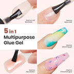 Buy now beetles Gel Polish 2Pcs 15ml Nail Glue Kit for Acrylic Nails, 5 in 1 Super Strong Brush in Nail Gel Glue for False Nails Tips and Gel Nail Polish Led Lamp Required at indiglob india