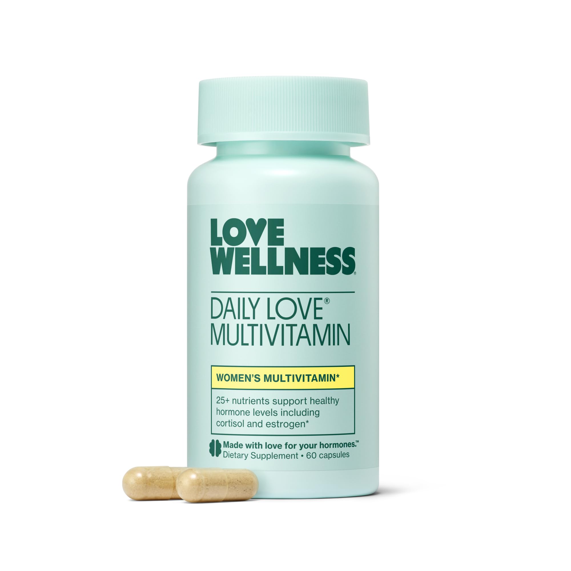 Love Wellness | Daily Love Multivitamin for Women | 30-Day Supply Capsules | Women's multivitamin, Contains Vitamin C, D, Iron, Calcium, Zinc, Biotin, Magnesium, 60 capsules, Easy to take