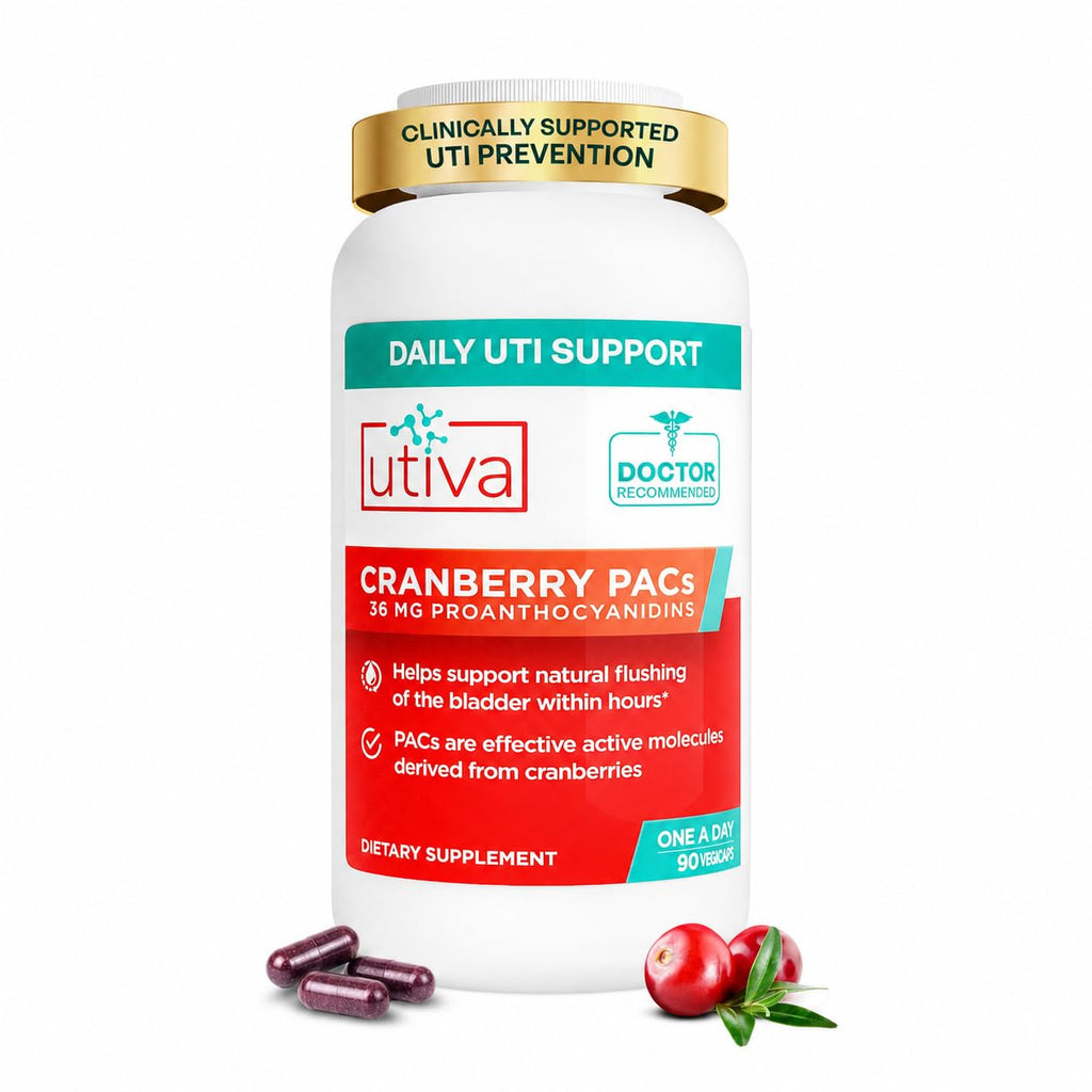 Szio+ Utiva Cranberry PACs 36 mg, Daily UTI Support for Women, 30 Capsules | Doctor-recommended UTI prevention with clinically studied cranberry extract for bladder health