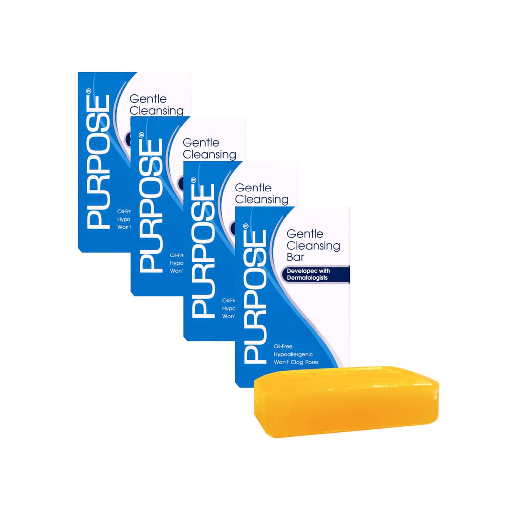 PURPOSE Gentle Cleansing Bar, Developed with Dermatologists, For All Skin Types, For Sensitive & Dry Skin, Oil-free, Hypoallergenic, Sulfate-Free, 6 oz Bar (Pack of 4)